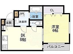 ウイング司 1DKの間取図画像