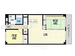 新大阪第一グリーンマンション 2LDKの間取図画像