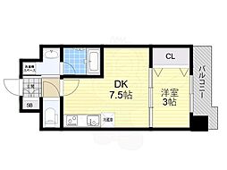 Attirant西三国 1DKの間取図画像
