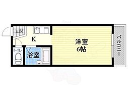 ロイヤル柴島 1Kの間取図画像