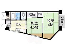第2マンション北 2DKの間取図画像