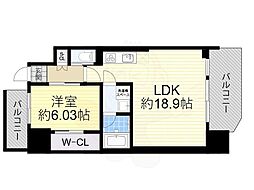 プレジオ新大阪EURO 1LDKの間取図画像