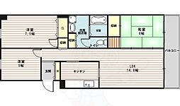 ファミールハイツ北大阪4号棟 3LDKの間取図画像