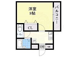 アルビオン新北野 1Kの間取図画像