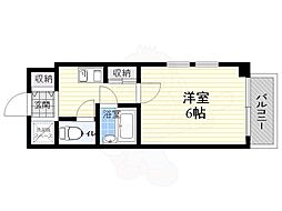 エクセレント上新10 1Kの間取図画像