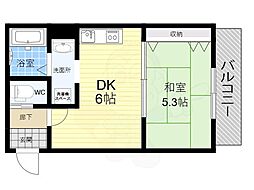 震雲マンション 1Kの間取図画像