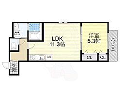 フジパレス十三北1番館 1LDKの間取図画像