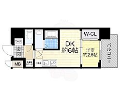 プレリスNEO大阪十三エルヴィオン 1Kの間取図画像