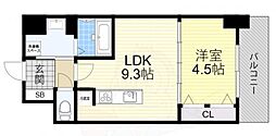 グランルクレ新大阪 1LDKの間取図画像
