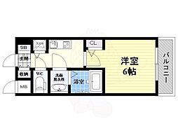 エスレジデンス新大阪ガーデン 1Kの間取図画像