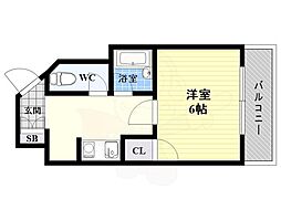 グリーム宮原 1Kの間取図画像