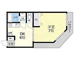 ウイング司 1DKの間取図画像