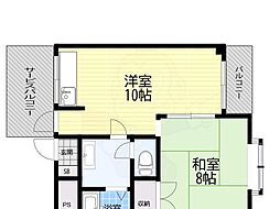 大桐ハイツ 1LDKの間取図画像