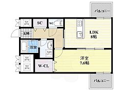 LOTUS新大阪 1LDKの間取図画像