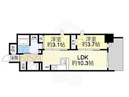 リビオメゾン新大阪 2LDKの間取図画像