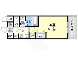 エステムコート新大阪12オルティ 1Kの間取図画像
