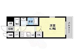 ララプレイスザ大阪リヴァージュ 1Kの間取図画像
