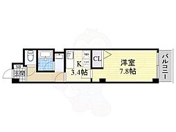 アミティエ・サンユ・キガワ 1Kの間取図画像