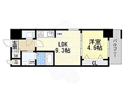 グランルクレ新大阪 1LDKの間取図画像