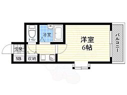 第5国本エレガンス新大阪 1Kの間取図画像