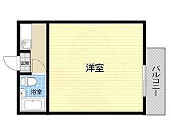 淡路エンビイハイツ ワンルームの間取図画像