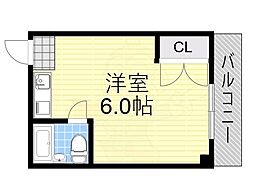 シルクルーム1番館 ワンルームの間取図画像