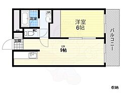 新大阪末広第1ハイツ 1DKの間取図画像