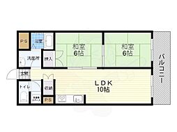新大阪ハイツ 2LDKの間取図画像