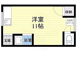 下新庄ハイツ ワンルームの間取図画像