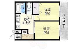 新大阪南愛ビル 2DKの間取図画像