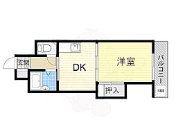 豊新グランドハイツ北 1DKの間取図画像