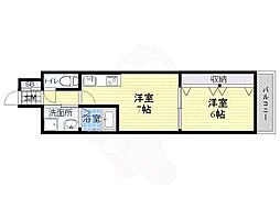 フィールドライト新大阪 1DKの間取図画像