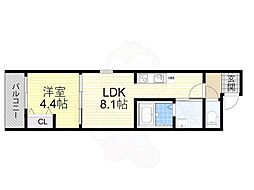 フジパレス新大阪サウス 1LDKの間取図画像