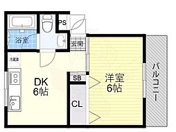 ウラタハイツ 1DKの間取図画像