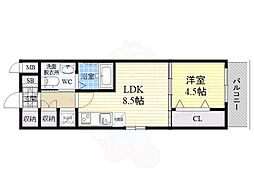 LaCASA新北野 1LDKの間取図画像