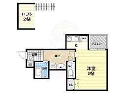 サンハイム下新庄 1Kの間取図画像