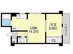 メゾン新大阪 1LDKの間取図画像