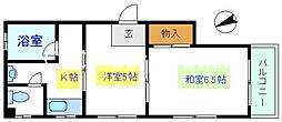 干場コーポ 2Kの間取図画像
