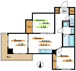 清澄マンション 3DKの間取図画像