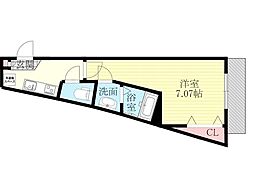 AILE上新庄 3階1Kの間取り