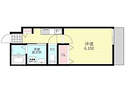 リアコート下新庄 3階1Kの間取り