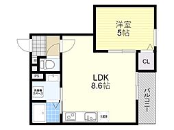 アート吹田藤が丘 2階1LDKの間取り