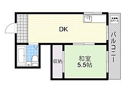 第2リバーフィールドマンション 1DKの間取図画像