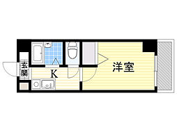 ノルデンハイム淡路D棟 1Kの間取図画像