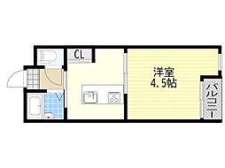 エクト2 1DKの間取図画像