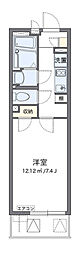 ベルフルール 1Kの間取図画像