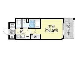 エスリード新北野アーデル 1Kの間取図画像