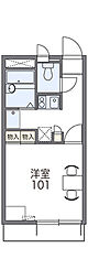 レオパレスGINGA 1Kの間取図画像