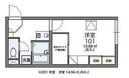 レオパレスローズ 1Kの間取図画像