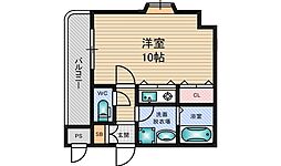 C.WING ワンルームの間取図画像